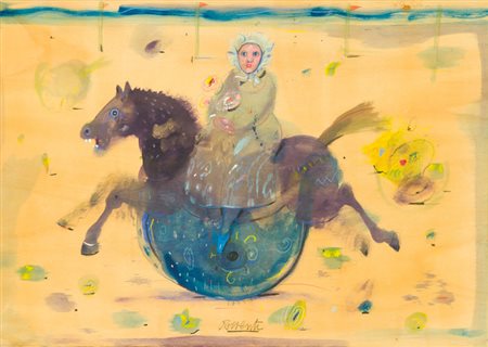 Antonio Possenti Cavallo a dondolo, 1992 Tecnica mista su tavola, cm. 50x70...