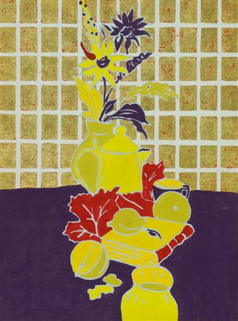 Remo Bianco Natura morta con fiori, 1975/80 Olio e tecnica mista su cartone,...