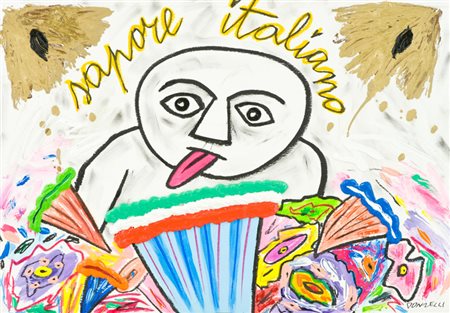 Bruno Donzelli Sapore italiano Tecnica mista su cartone applicato su tela,...