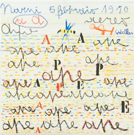 Simona Weller Ape, 1972 Tecnica mista su tela, cm. 70x70 Sul verso: firma,...