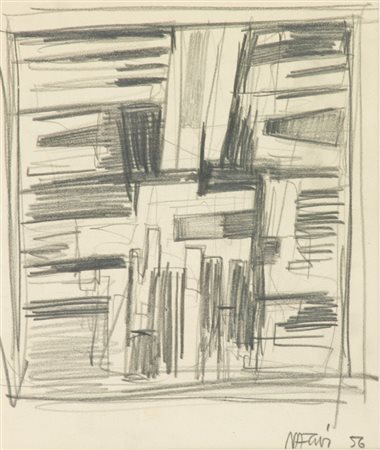 Gualtiero Nativi Bozzetto, 1956 Matita su carta, cm. 18x16 Firma e data in...
