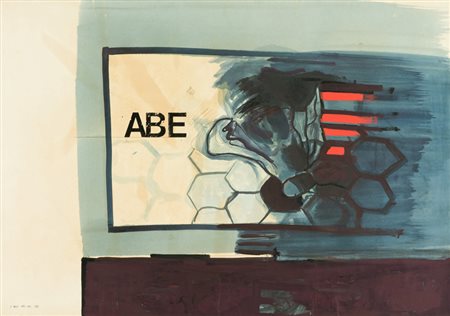 Paolo Valle ABE APE, 1973 Tecnica mista su cartoncino applicato su tela, cm....