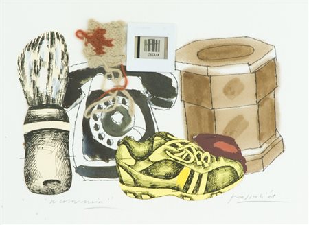 Concetto Pozzati A casa mia, 2008 Tecnica mista su cartoncino, cm. 25x33...