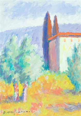 Dino Migliorini Campagna toscana, anni '90 Acrilico su faesite, cm. 70x50...
