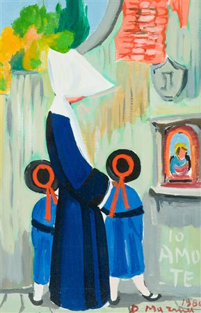 Rodolfo Marma Monachina, 1980 Olio su tavola, cm. 30x20 Firma e data in basso...