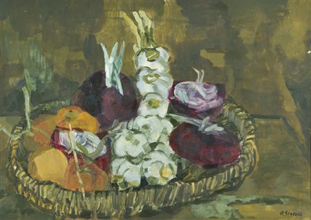 Renzo Grazzini Natura morta Olio su tavola, cm. 50x70 Firmato in basso a...