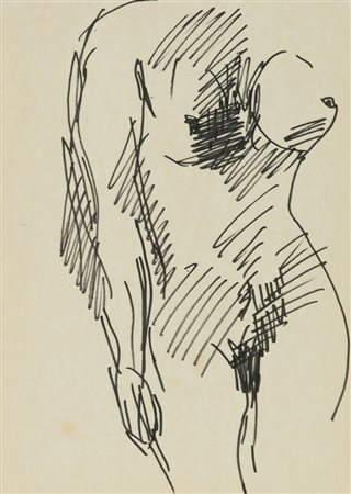 Primo Conti Nudo Pennarelli su carta applicata su tavola, cm. 47x34 La carta...