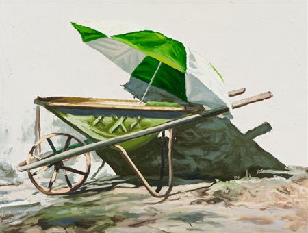 Andrea Di Marco Carriola in carrozza, 2009 Olio su tela, cm. 45,5x60,5 Sul...