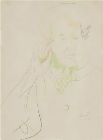 Bruno Saetti Figura, 1967 Tecnica mista su carta, cm. 49x36 Firma e data in...