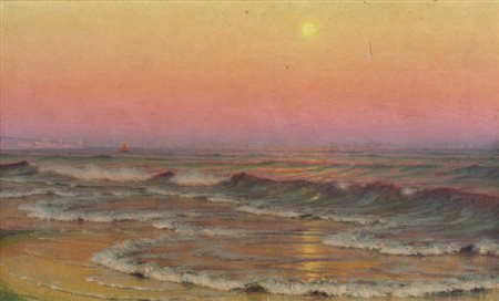 Alexander Thomas Harrison Marina al tramonto Olio su tela, cm. 56x91 La tela...