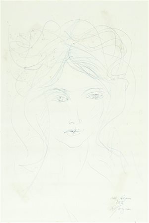 Remo Gordigiani Volto Biro su carta, cm. 47,5x33 La carta presenta...