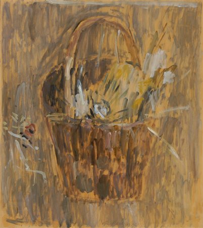 Mario Marcucci Cesto di fiori, 1972 Olio su cartone, cm. 68x61,5 Firma e data...