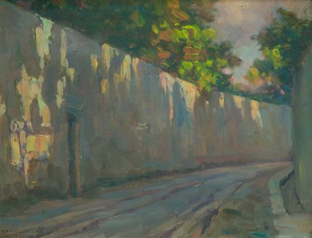 Renuccio Renucci Scorcio Olio su tavola, cm. 20,5x27 Firmato in basso a...