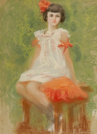 Francesco Fanelli Bambina seduta, 1913 Olio e pastello su cartone, cm....