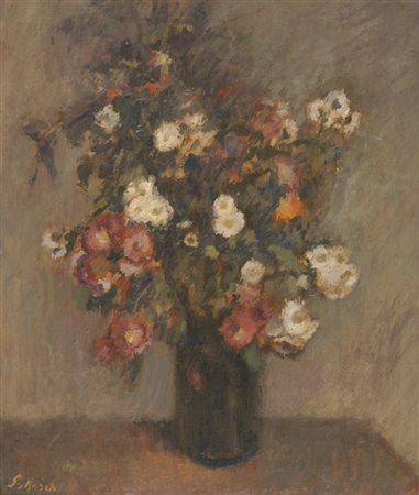 Giovanni March Vaso con fiori Olio su tela, cm. 65x55 Firmato in basso a...