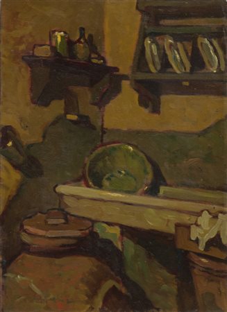 Cafiero Filippelli Interno, 1922 Olio su tavola, cm. 33x26 Firma e data in...