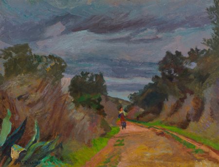 Mario Puccini Minaccia di tempesta Olio su tavola, cm. 32x42,5 Firmato in...