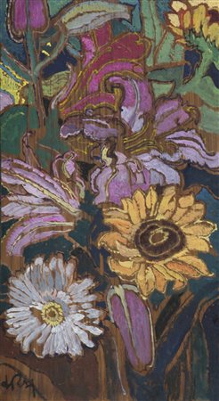 Raffaele De Rosa Fiori Olio su tavola, cm. 38x21 Firmato in basso a sinistra.