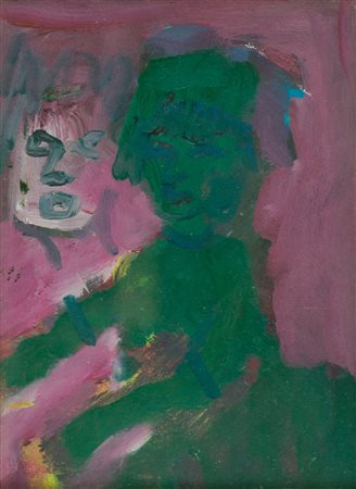 Mino Maccari Due figure, 1983 Olio su cartone telato, cm. 24x18 Firmato in...