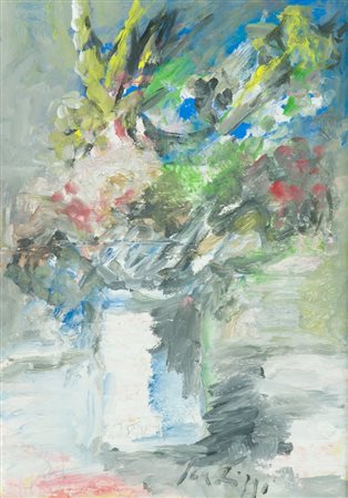 Sergio Scatizzi Vaso di fiori, 1970 Tecnica mista su cartoncino, cm. 50x35...