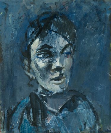 Ugo Capocchini Figura Olio su cartone, cm. 60x50 Firmato in basso a destra....