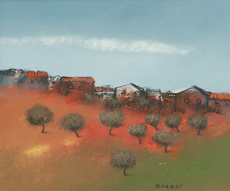 Manlio Bacosi Paese, 1970 Olio su tela, cm. 50x60 Firmato in basso a destra....