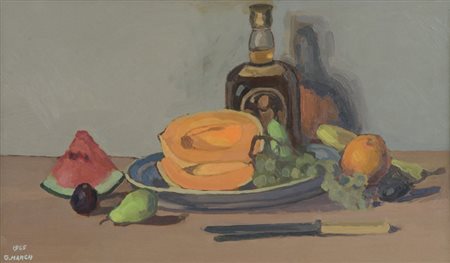Giovanni March Natura morta - Frutta, 1965 Olio su tavola, cm. 45x75 Firma e...