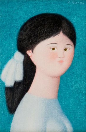 Antonio Bueno Fanciulla, 1975 Olio su masonite, cm. 30x20 Firmato in alto a...