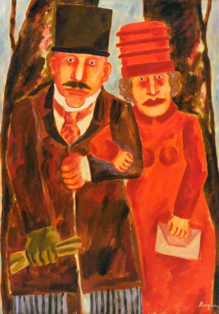 Franz Borghese La passeggiata, 1981 Olio su tela, cm. 70x50 Firmato in basso...