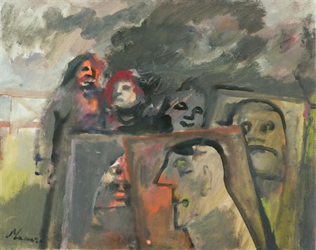 Mino Maccari Senza titolo, anni '80 Olio su tela, cm. 40x50 Firmato in basso...