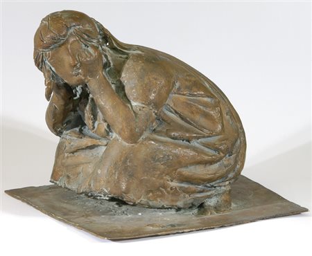 Giacomo Manzù Donna che guarda, 1969 Scultura in bronzo, cm. 30x30x30 Firmato...
