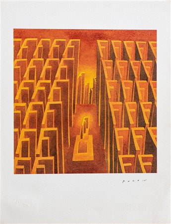 JEAN MICHEL FOLON, Lettera "F" eseguita per la serie "L'ALFABETO DI BOLAFFIARTE"