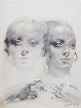 RENZO VESPIGNANI,  Gemelli eseguita per la serie "LO ZODIACO DI BOLAFFIARTE"