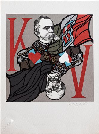 FLAVIO COSTANTINI, Il Re eseguita per la serie "CARTE DA GIOCO DI BOLAFFIARTE"