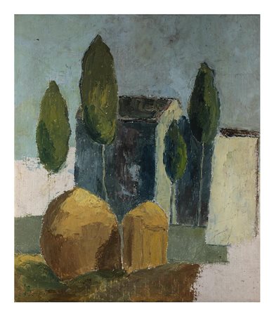 MARIO GHEZZI, Paesaggio con Pagliai