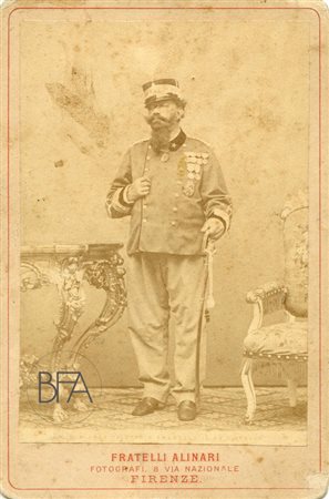 Alinari Portrait of Vittorio Emanuele II di Savoia by Alinari, albumen print applied on cardboard.
