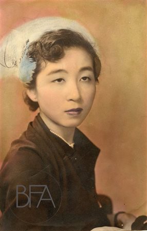  Inked portrait of Japanese woman.