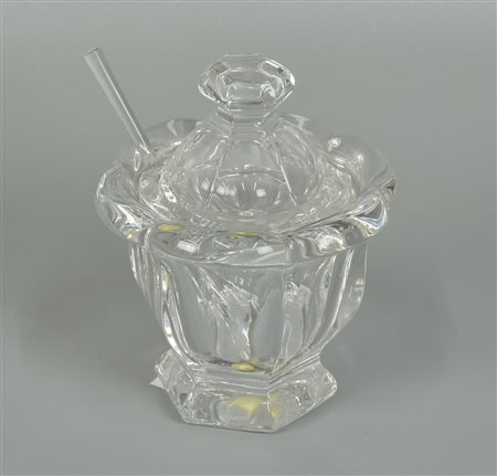 MOSTARDIERA BACCARAT in cristallo, completa di cucchiaino h 12 cm