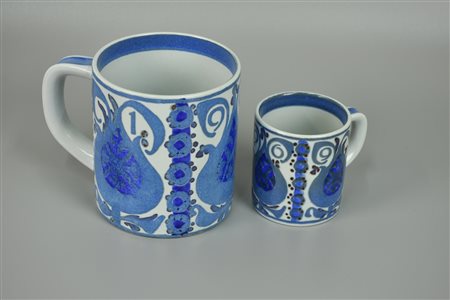 COPPIA DI BOCCALI ROYAL COPENHAGEN edizione 1969 h 7,5 cm e 11 cm