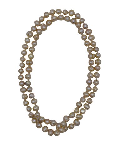 COLLANA DI PERLE ad un filo di perle di fiume, diametro 8,5-10 mm, peso gr....