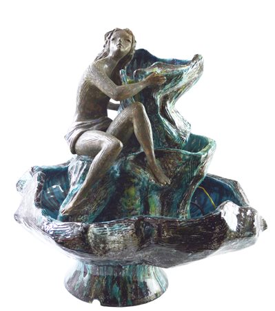 FONTANA DECORATA CON NUDO FEMMINILE manifattura San Polo ceramica invetriata...