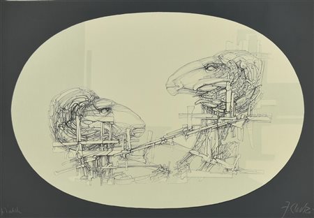 Fabrizio Clerici SENZA TITOLO litografia, cm 48x69, su foglio cm 49,5x70,5;...