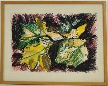 Saverio Terruso FOGLIE china, pastelli e matita su carta, cm 33x49 firma e...