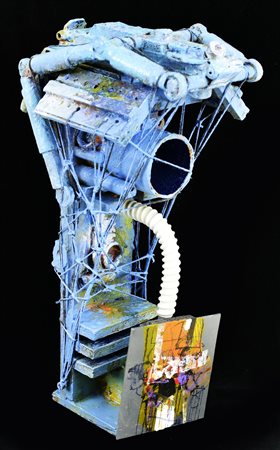 A firma Cellanetti SCULTURA scultura in legno dipinta a tempera, cm 15x34x25...