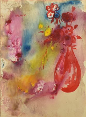 Paul Callins NATURA MORTA tempera su carta Fabriano, cm 66x49 firma