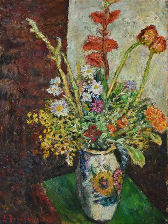 Guido Borgianni FIORI olio su tela, cm 80x60 firma sul retro: firma, data e...