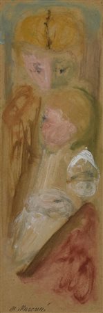 Mario Marcucci VOLTI tempera su carta, cm 20x9 firma