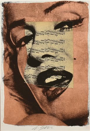 Giuliano Grittini MARILYN MONROE monotipo ritoccato a mano, cm 34x24, su...