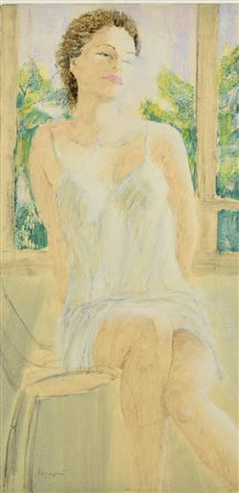 Francesco GiacomazziLUCIA tecnica mista su tela, cm 80x39,5 firma non leggibile sul retro:...