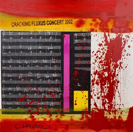 Giuseppe Chiari CRACKING FLUXUS CONCERT 2002 tecnica mista e collage su...
